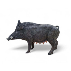 Naturtrogen Vildsvin Skulptur (130 cm) – Glasfiberfigur i Naturlig Storlek