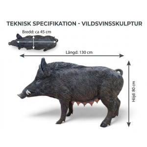 Naturtrogen Vildsvin Skulptur (130 cm) – Glasfiberfigur i Naturlig Storlek