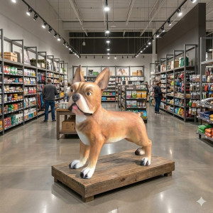 Jätte Bulldog Skulptur i Glasfiber – 180 cm Hög