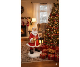 TOMTE MED LYKTA OCH KLOCKA I GLASFIBER - 65 CM TOMTE MED LYKTA OCH KLOCKA I GLASFIBER - 65 CM