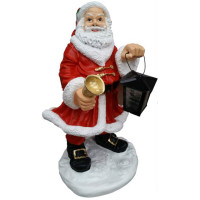 TOMTE MED LYKTA OCH KLOCKA I GLASFIBER - 65 CM