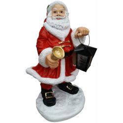 TOMTE MED LYKTA OCH KLOCKA I GLASFIBER - 65 CM