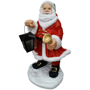 TOMTE MED LYKTA OCH KLOCKA I GLASFIBER - 65 CM