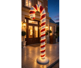 Stor Polkagris / Polkakäpp 170 cm Röd/Vit i Glasfiber – Juldekoration & Rekvisita
