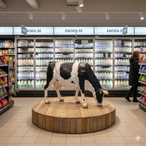 Ko Skulptur i Naturlig Storlek (210 cm)