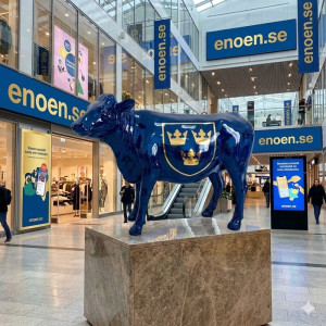 Tjur & Kalv Skulptur i Glasfiber Tjur & Kalv Skulptur i Glasfiber