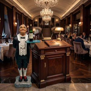Klassisk Butler Figur i Glasfiber – Välkomnande Reklamdisplay (110 cm)