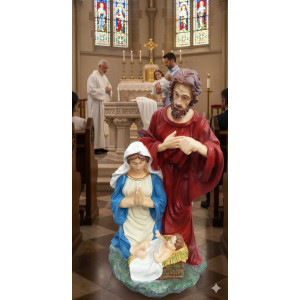 Jesus i Krubban Skulptur Glasfiber - Juldekor (82 cm) Treenigheten Jesus i Krubban Skulptur Glasfiber - Juldekor (82 cm) Treenigheten