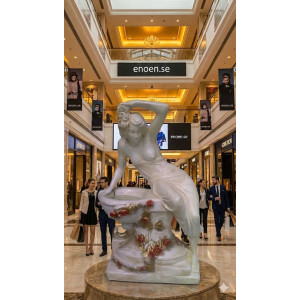 Klassisk Trädgårdsfontän 140 cm - Kvinna med Kruka