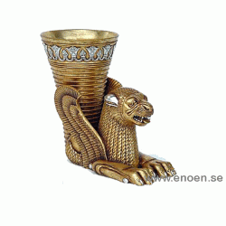 EGYPTISK LEJON VAS SKULPTUR 63 CM