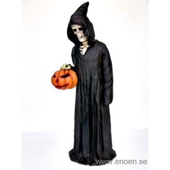 Halloween skelett  med pumpa höjd 170cm