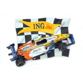 Car Racing Rutig flagga w RNT bil 130 cm i glasfiber