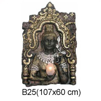 BUDDHA RELIEF MED LAMPA ”VÄGGMONTAGE” 107 CM  