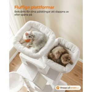 Gigantiskt Klösträd 206 cm – Allt-i-ett Lekplats (Krämvit / Flera Färger)