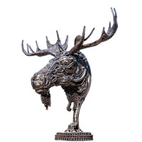 Älghuvud i Skrotmetallkonst - Stor Metallskulptur