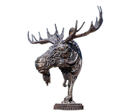 Älghuvud i Skrotmetallkonst - Stor Metallskulptur