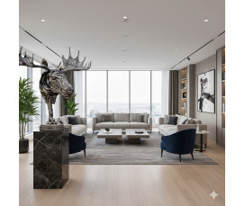 Älghuvud i Skrotmetallkonst - Stor Metallskulptur