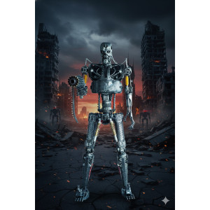 Ikonisk Terminator T-800 Skulptur i Skrotkonst (2.2m) Ikonisk Terminator T-800 Skulptur i Skrotkonst (2.2m)