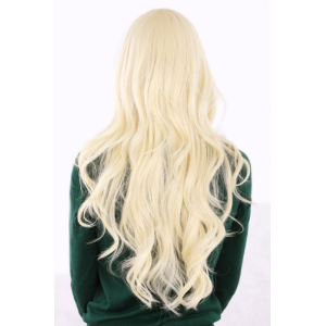 Peruk ljus blond långt hår med mittbena 60 cm