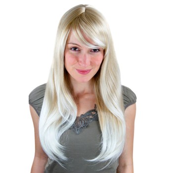 Peruk blond rakt långt hår med sidbena 55 cm