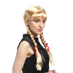 Unik  Peruk Blond – Långa Flätor & Lugg