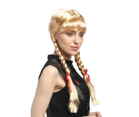 Unik  Peruk Blond – Långa Flätor & Lugg