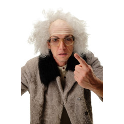 Galen Professor Peruk – Halvskallig med Vilt Grått Hå