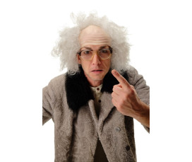 Galen Professor Peruk – Halvskallig med Vilt Grått Hå