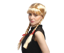 Unik  Peruk Blond – Långa Flätor & Lugg