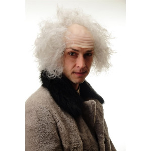 Galen Professor Peruk – Halvskallig med Vilt Grått Hå