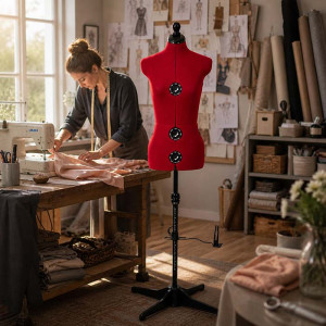 Skräddarbyst Dam LADY VALET Storlek M & S – Justerbar Tailor Byst med Kritfåll, Måttband & Nåldyna | enoen.se