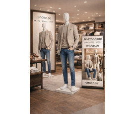 Skyltdocka Herr – Manlig Fönsterskyltdocka med Utbytbart Ansikte – Vit Matt Polyester