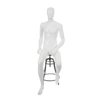 Sittande Skyltdocka Herr med Utbytbar Ansikte – Elfenbensvit Matt