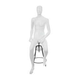 Sittande Skyltdocka Herr med Utbytbar Ansikte – Elfenbensvit Matt