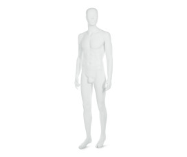 Skyltdocka Herr – Manlig Fönsterskyltdocka med Utbytbart Ansikte – Vit Matt Polyester