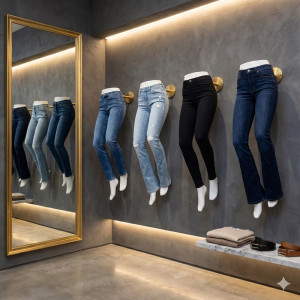 Böjd Skyltdocka Ben Dam – Väggmonterad, Vit Okrossbar Plast