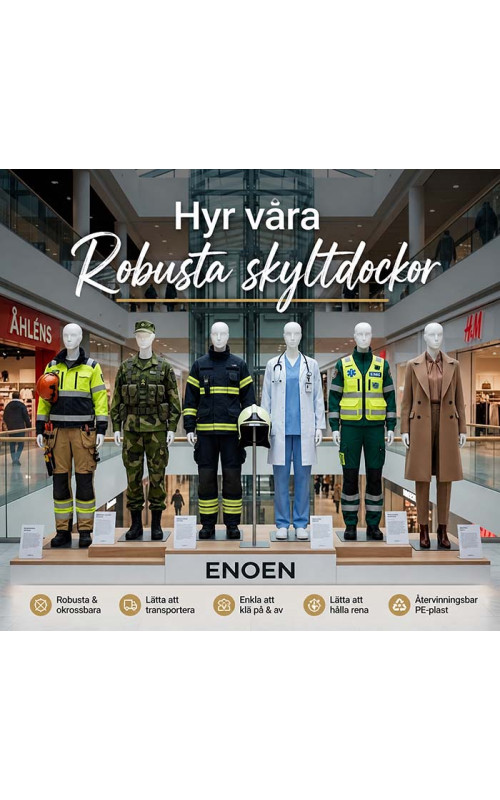 Hyra robusta okrossbara skyltdockor