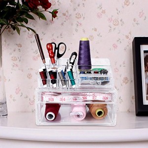 Ordning och reda i badrummet  Elegant transparent nagellack remover kosmetika förvaringsbox innehållande 2 lådor (1x låg, 1x platt) stor JKA004