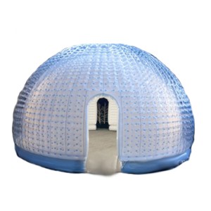 Uppblåsbara transparent kupoltält med vit insida10–20 m