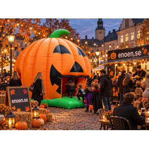 Stor Uppblåsbar Pumpa & Hoppborg för Event